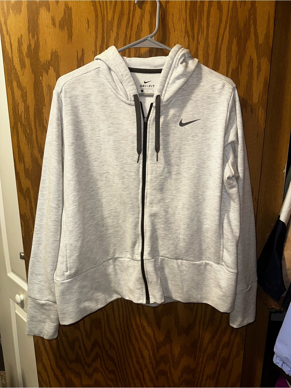 Nike Light Gray and Black Dri-FIT Zip Hoodie